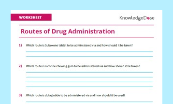 Worksheet: Routes of Drug Administration